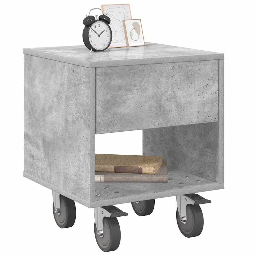 Comodino Grigio cemento 40,5 x 40 x 48 cm Legno multistrato