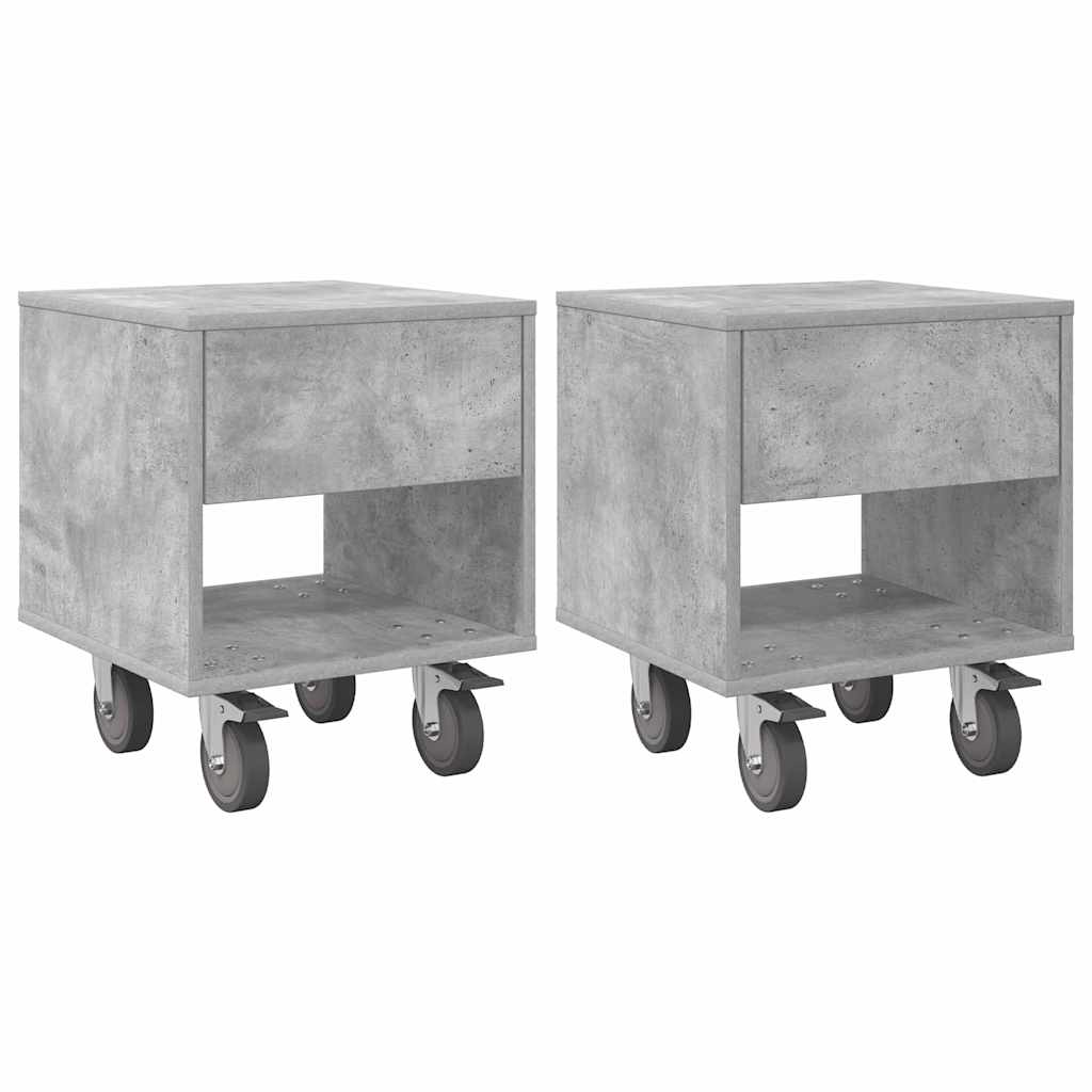 Comodino 2 pcs Grigio cemento 40,5 x 40 x 48 cm