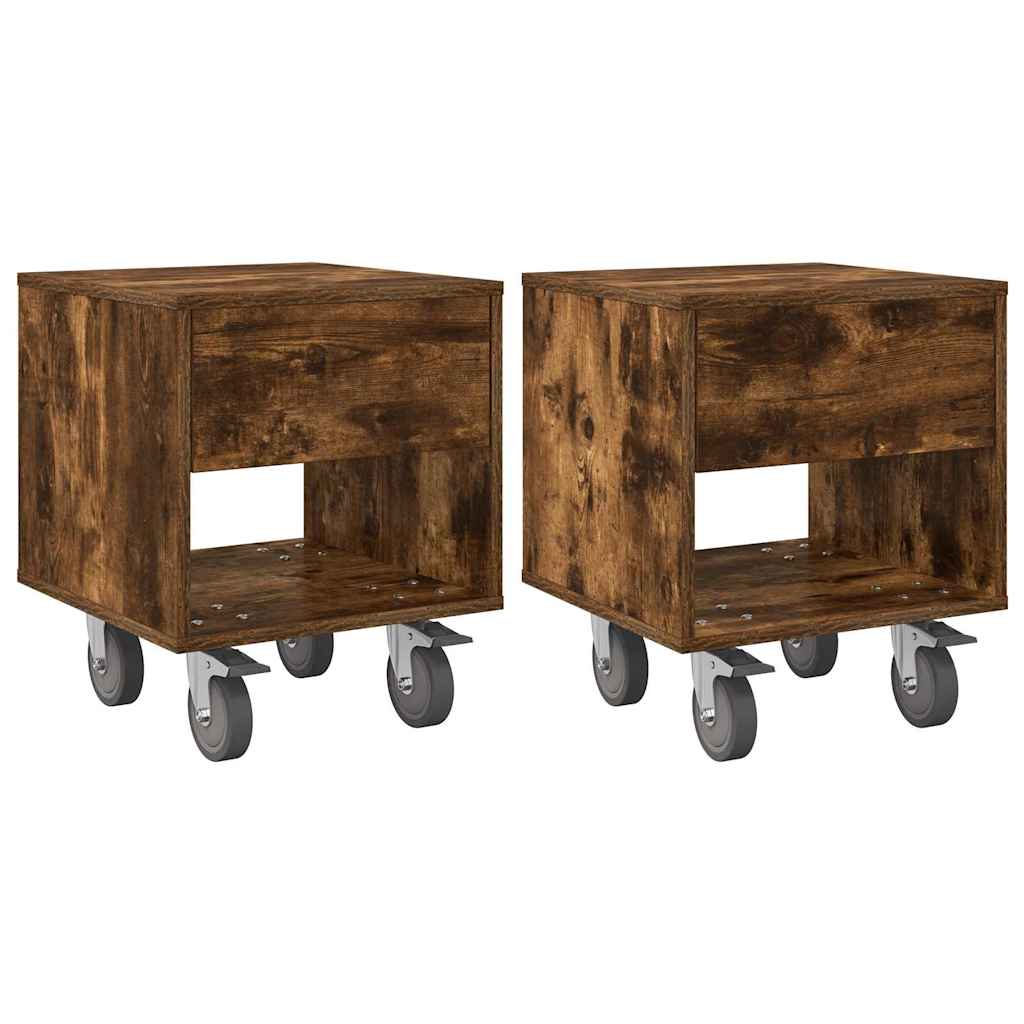 Comodino 2 pcs Rovere fumÃ© 40,5 x 40 x 48 cm Legno multistrato