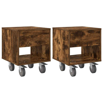 Comodino 2 pcs Rovere fumÃ© 40,5 x 40 x 48 cm Legno multistrato