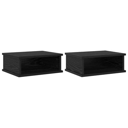 Comodino 2 pcs Rovere Nero 40 x 31 x 15 cm Legno multistrato