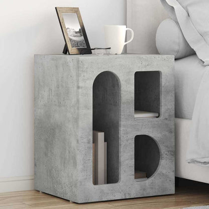 Comodino Grigio cemento 40 x 35 x 50 cm Legno multistrato