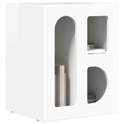 Comodino Bianco Lucido 40 x 35 x 50 cm Legno multistrato