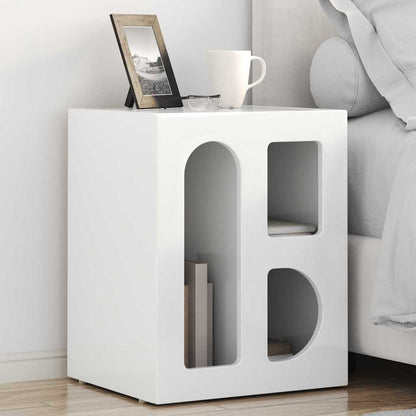 Comodino 2 pcs Bianco Lucido 40 x 35 x 50 cm Legno multistrato