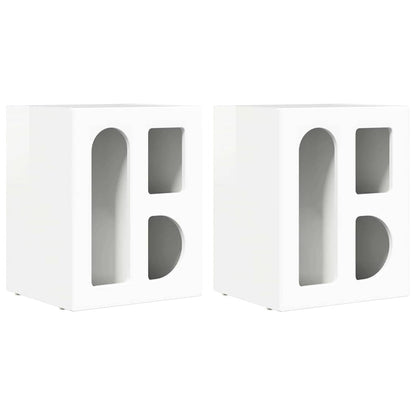Comodino 2 pcs Bianco Lucido 40 x 35 x 50 cm Legno multistrato