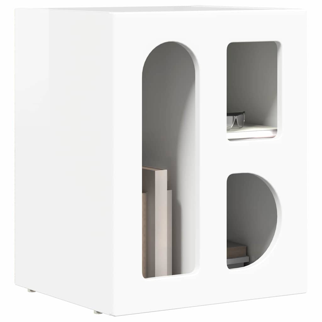 Comodino 2 pcs Bianco Lucido 40 x 35 x 50 cm Legno multistrato