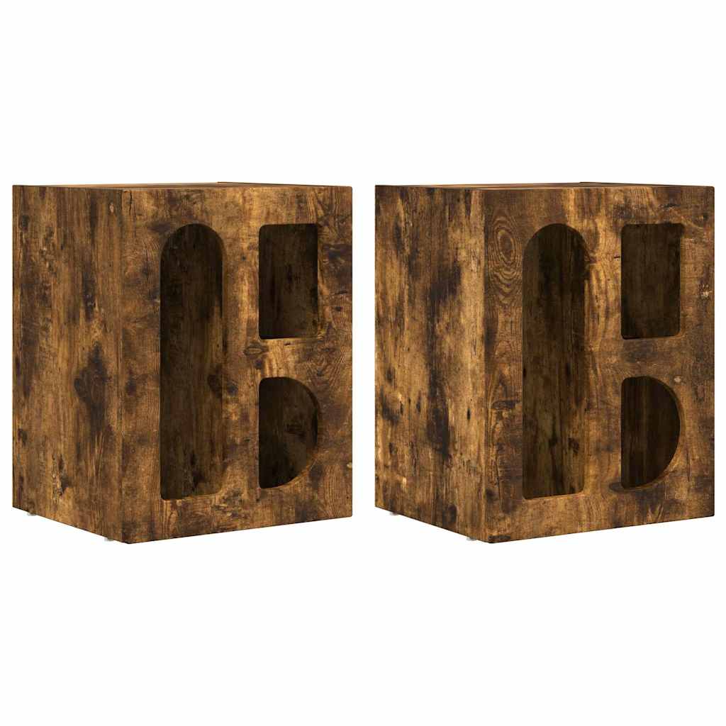 Comodino 2 pcs Rovere fumÃ© 40 x 35 x 50 cm Legno multistrato