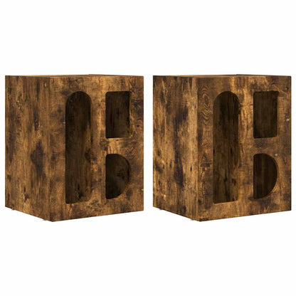 Comodino 2 pcs Rovere fumÃ© 40 x 35 x 50 cm Legno multistrato