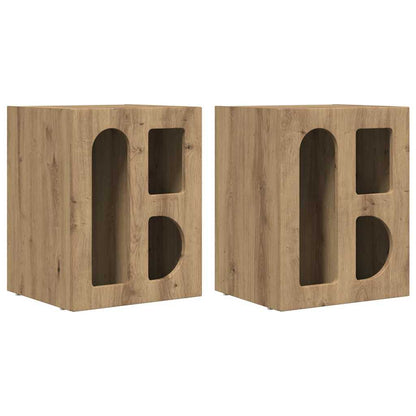 Comodino 2 pcs Rovere artigianale 40 x 35 x 50 cm