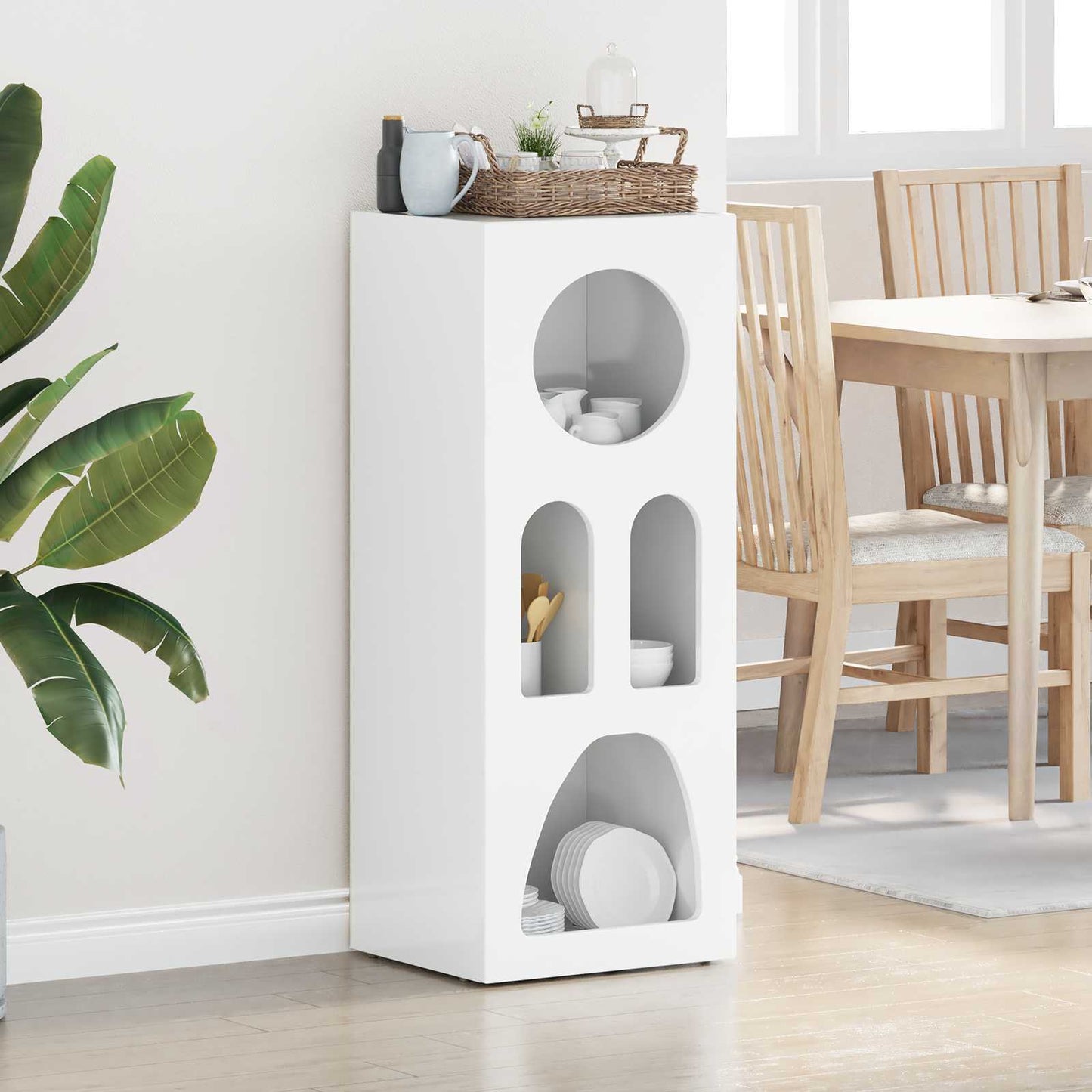 Credenza Bianco Lucido 40 x 35 x 100,5 cm Legno multistrato