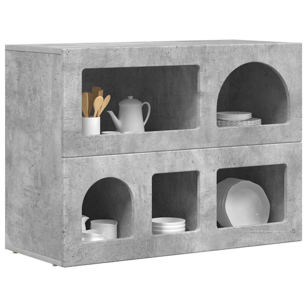 Credenza Grigio cemento 80.5 x 35 x 59 cm Legno multistrato
