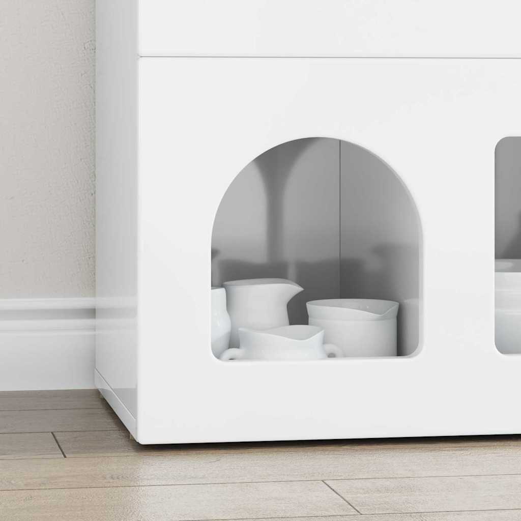 Credenza Bianco Lucido 80.5 x 35 x 59 cm Legno multistrato