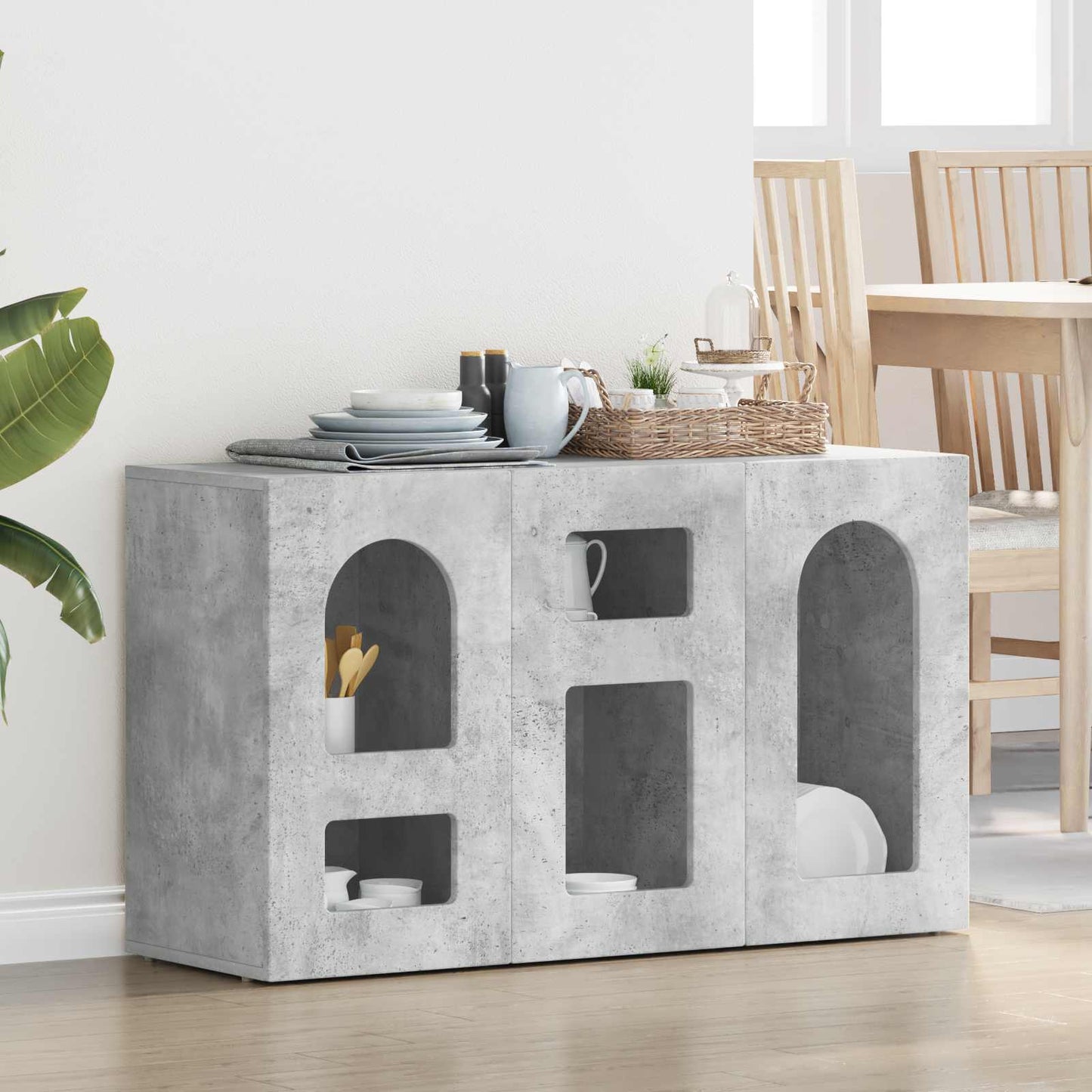 Credenza Grigio cemento 100 x 35 x 59 cm Legno multistrato
