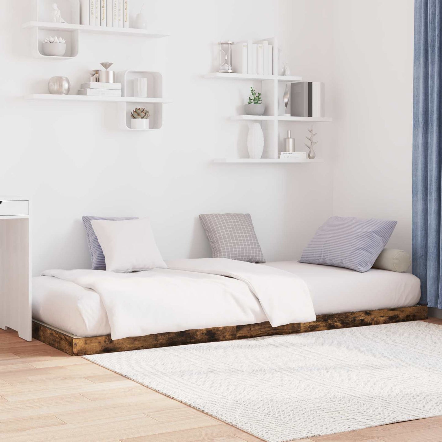 Struttura letto a terra Rovere fumÃ© 75 x 190 cm