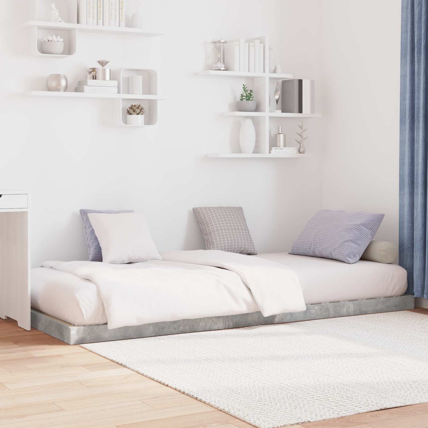 Struttura letto a terra Grigio cemento 90 x 190 cm