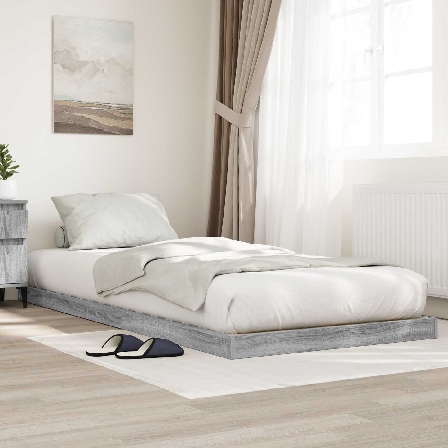 Struttura letto a terra Grigio Sonoma 80 x 200 cm