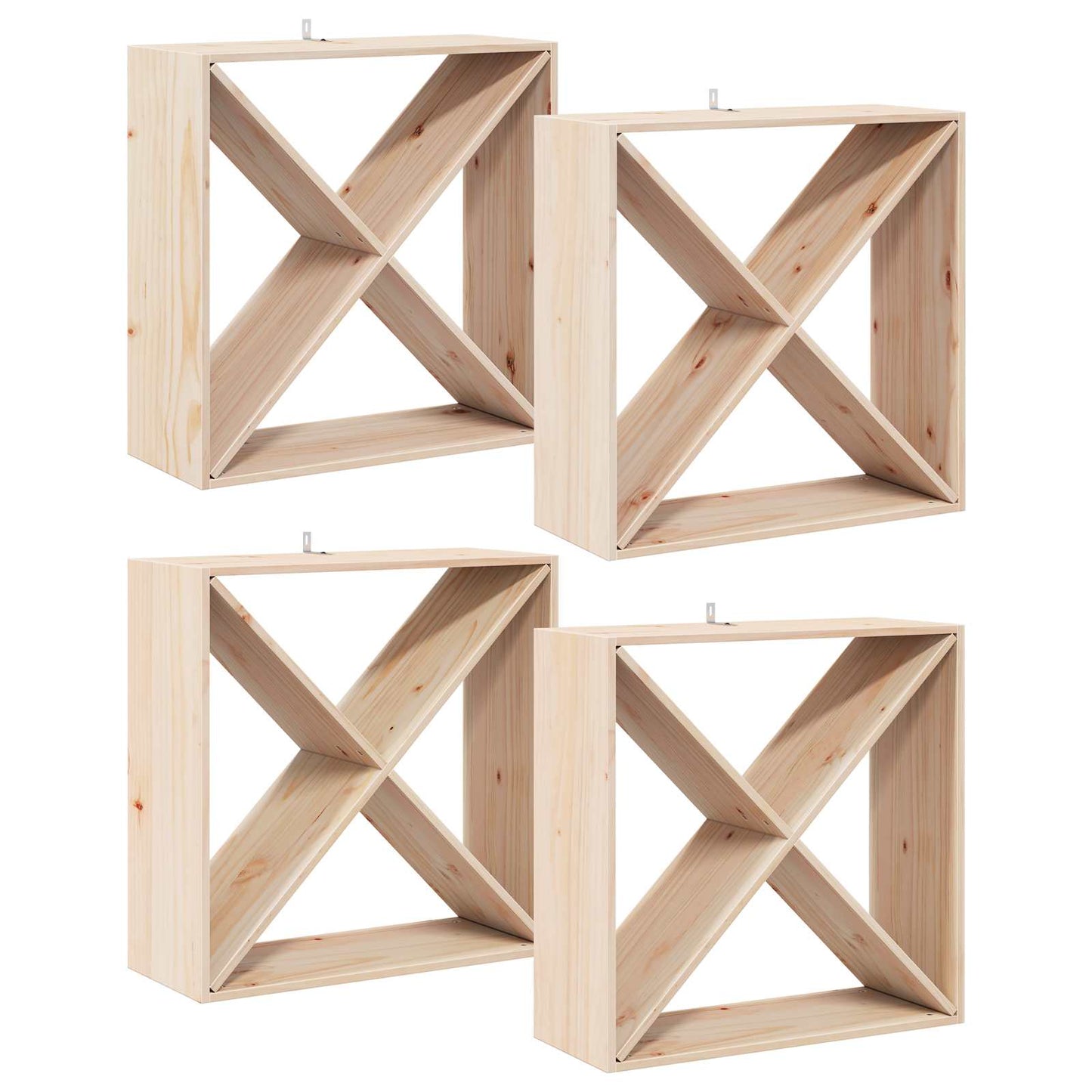 Portabottiglie 4 pcs Naturale 62 x 25 x 62 cm Pino massello