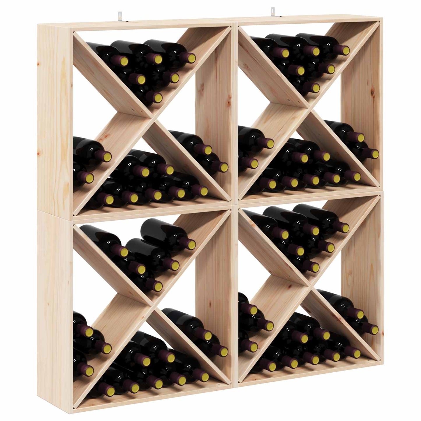 Portabottiglie 4 pcs Naturale 62 x 25 x 62 cm Pino massello