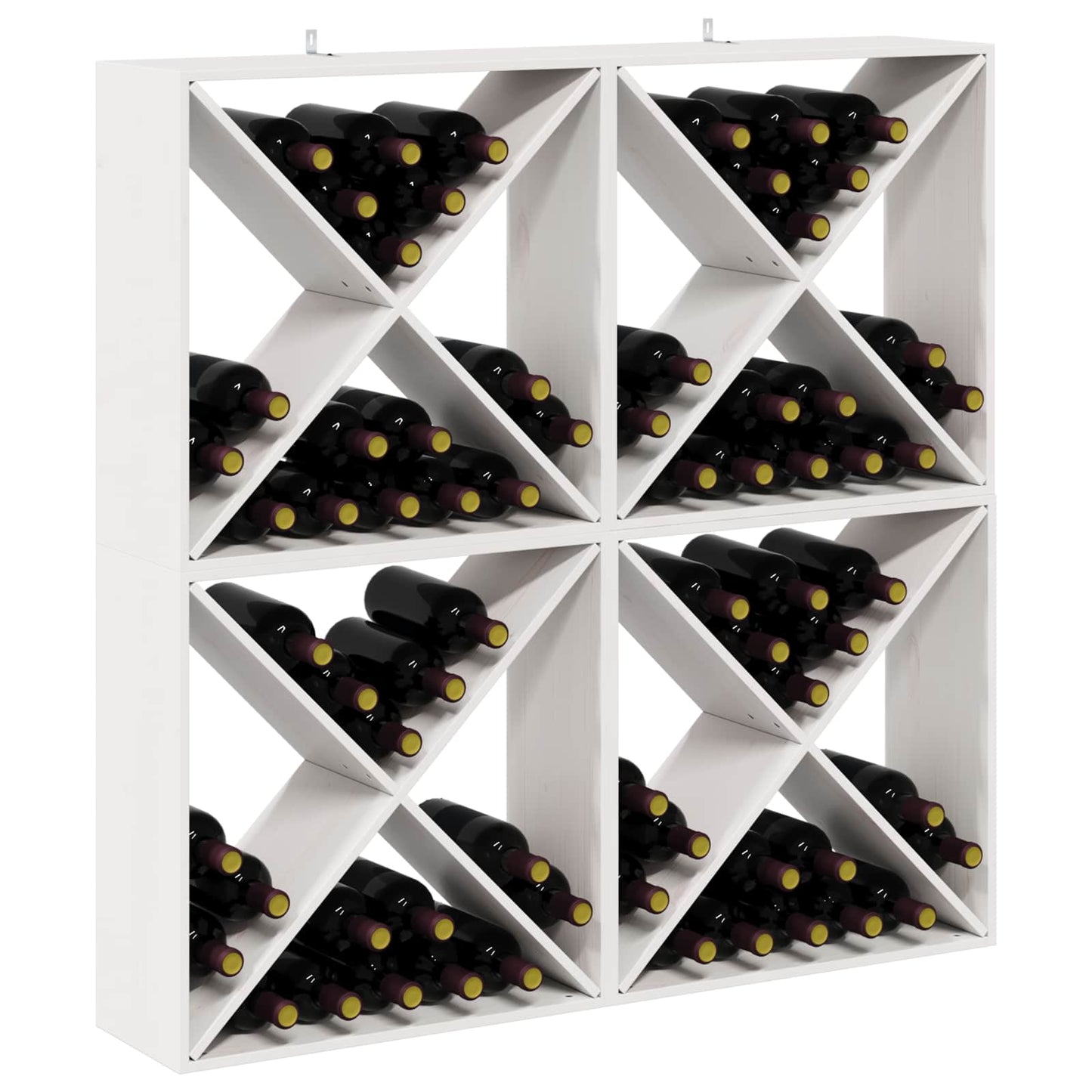 Portabottiglie 4 pcs Bianco 62 x 25 x 62 cm Pino massello