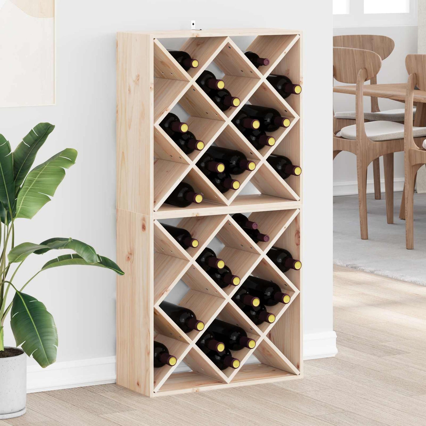 Portabottiglie 2 pcs Naturale 62 x 25 x 62 cm Pino massello