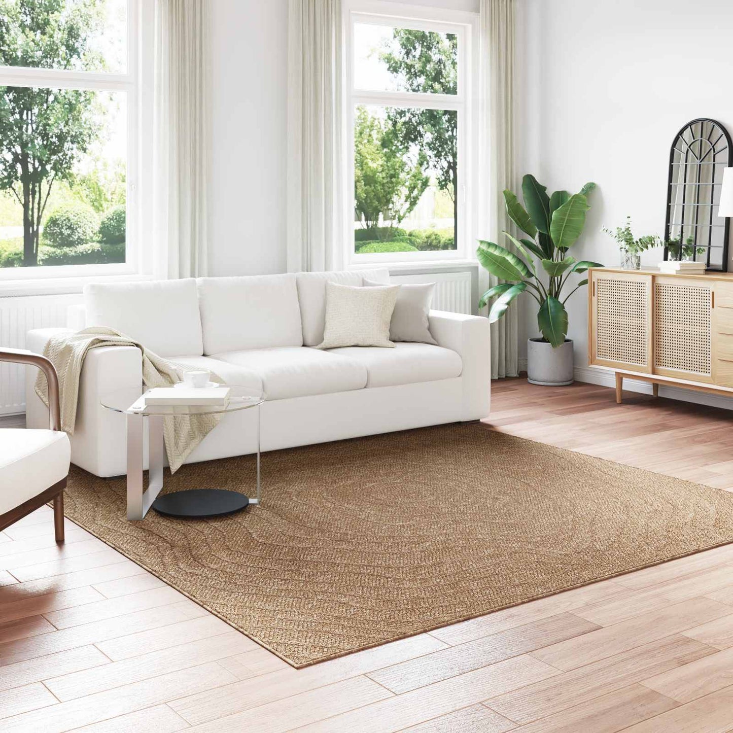 Tappeti per area MoirÃ© AGIRA Naturale 240 x 240 cm Poliestere