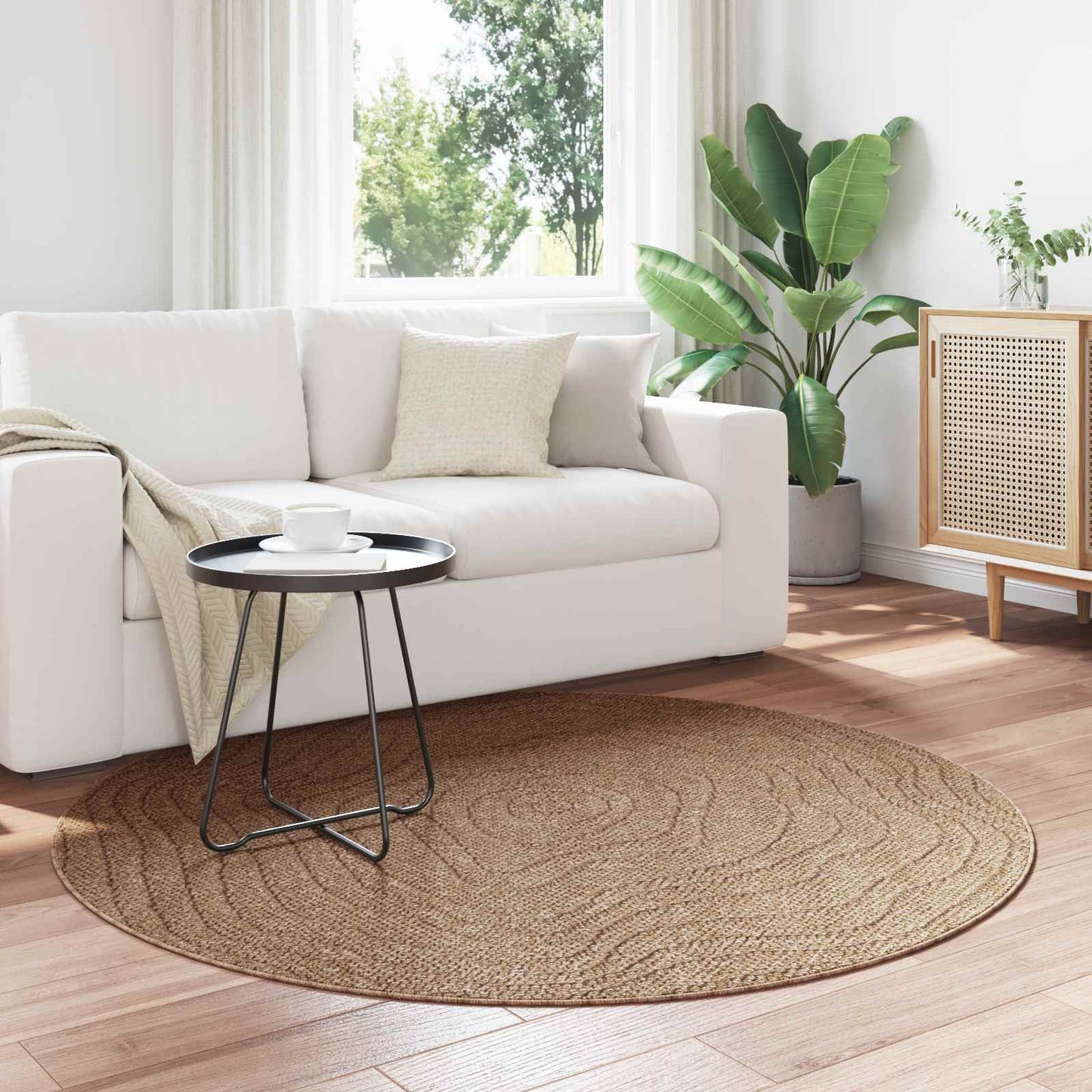 Tappeti per area MoirÃ© Rotondo AGIRA Naturale Ã˜ 160 CM