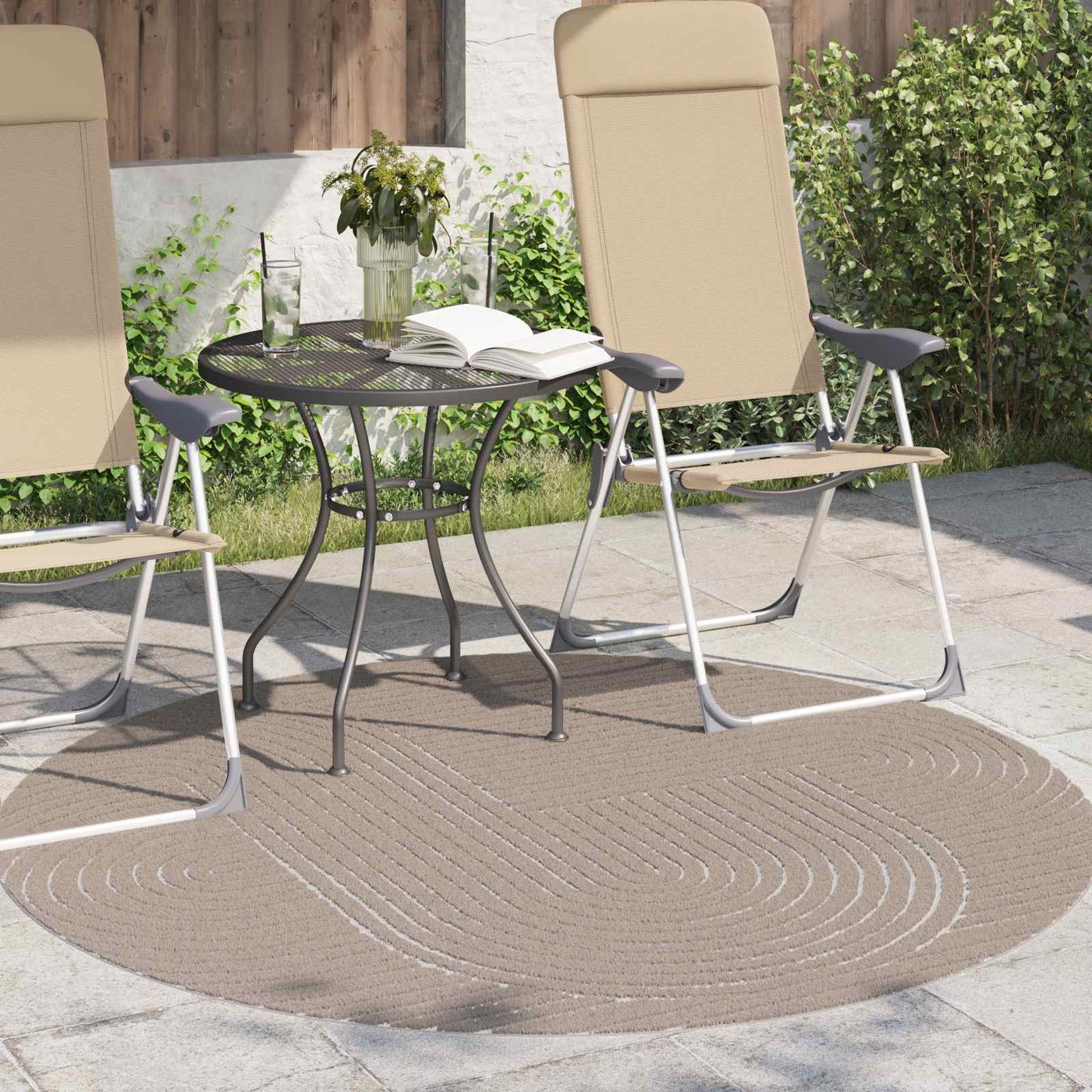 Tappeti per area Rotondo PALMERAS Beige Ã˜ 120 CM Poliestere