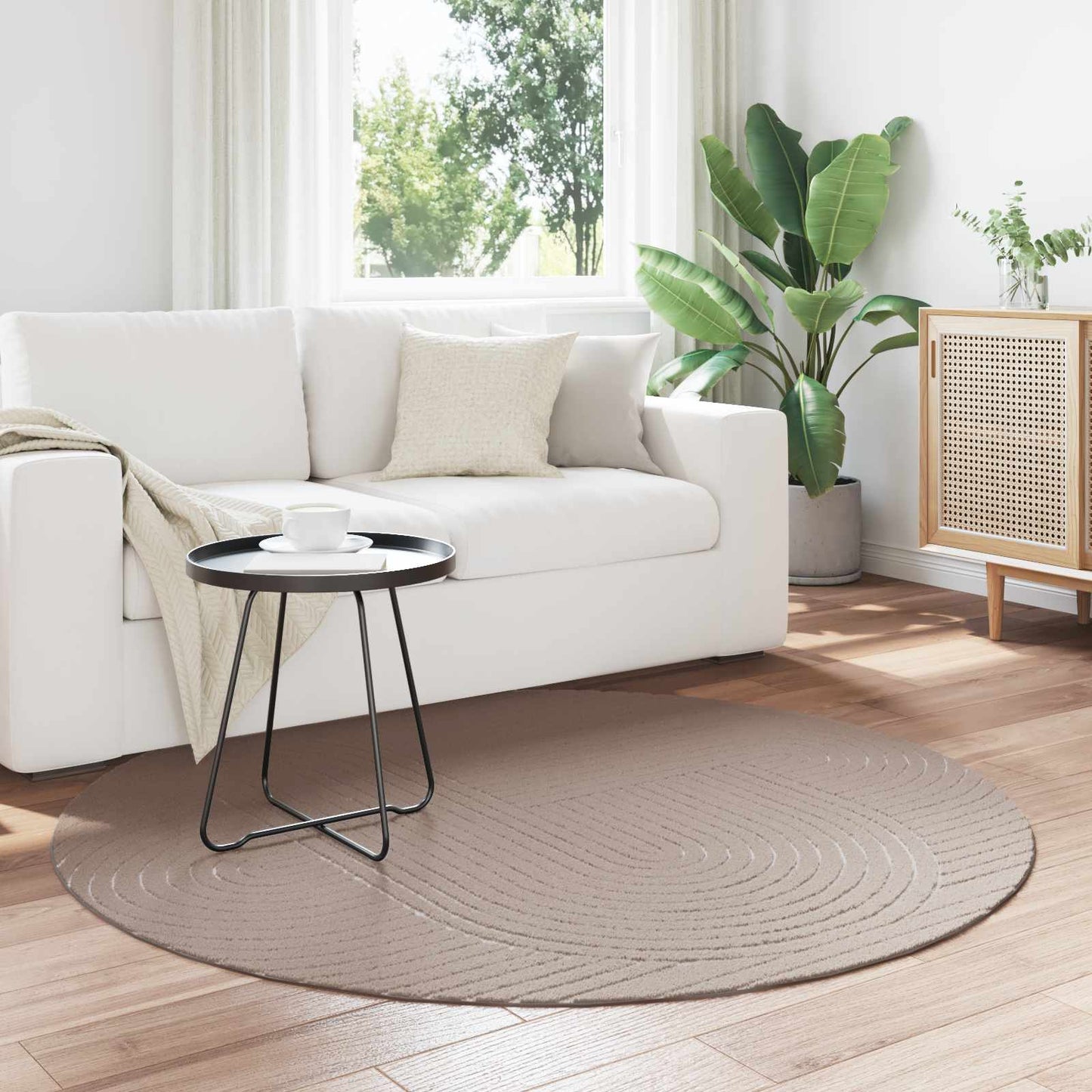 Tappeti per area Rotondo PALMERAS Beige Ã˜ 200 CM Poliestere