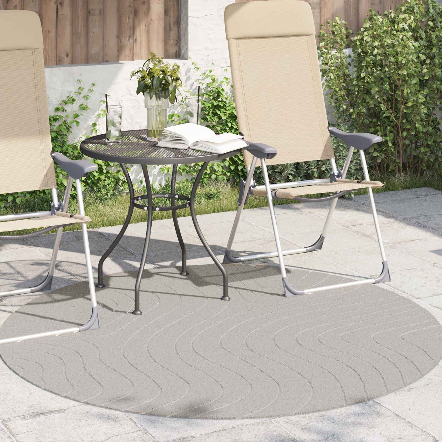 Tappeti per area Rotondo PALMERAS Crema Ã˜ 200 CM Poliestere