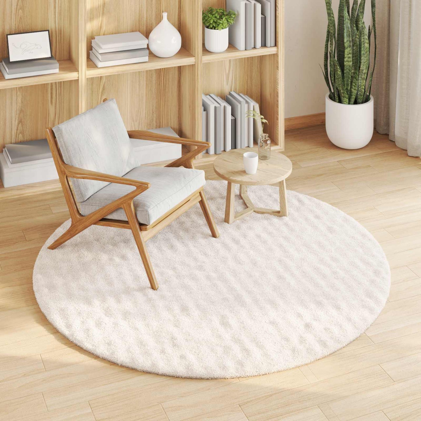 Tappeti per area Rotondo SIROLO Crema Ã˜ 120 CM Poliestere