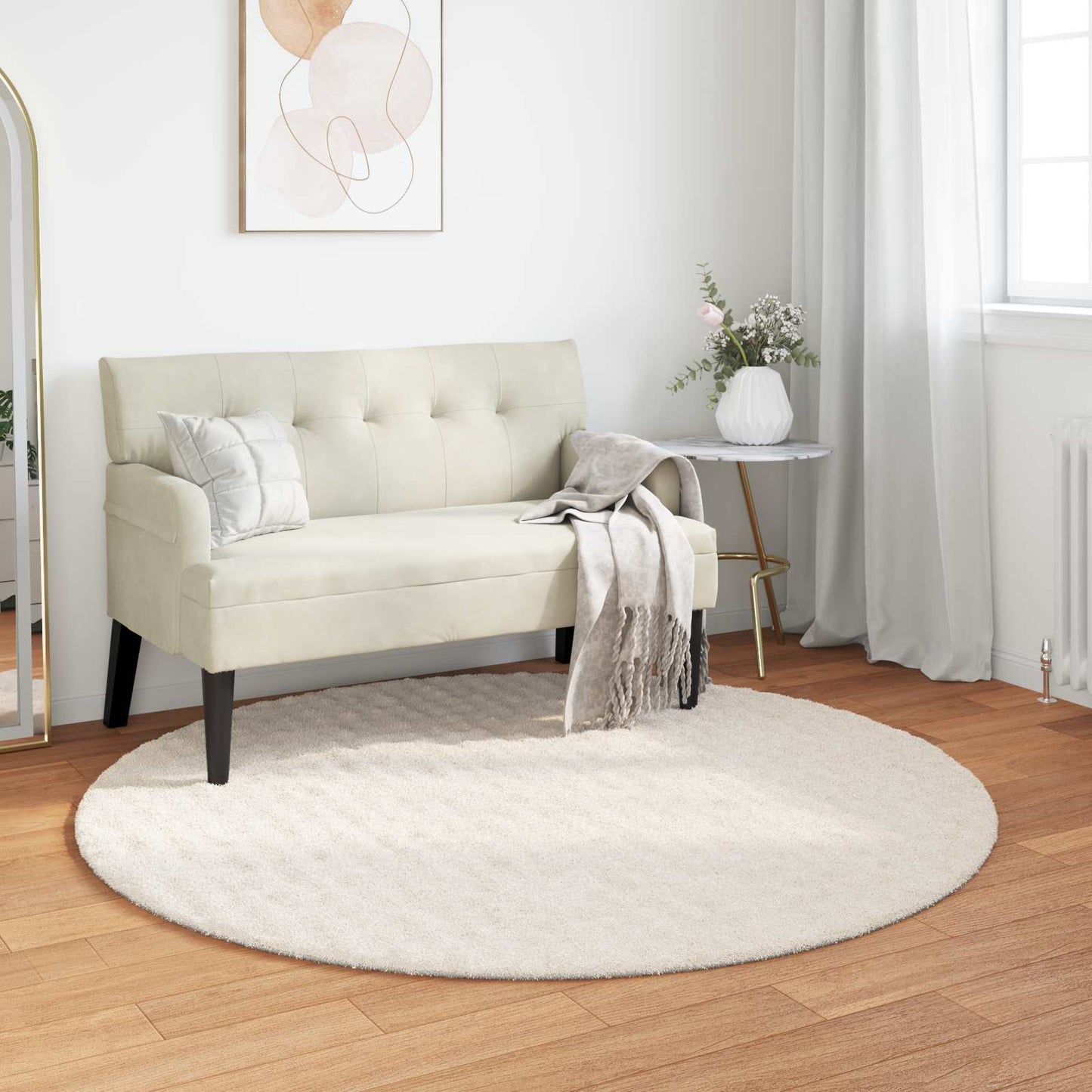 Tappeti per area Rotondo SIROLO Crema Ã˜ 160 CM Poliestere