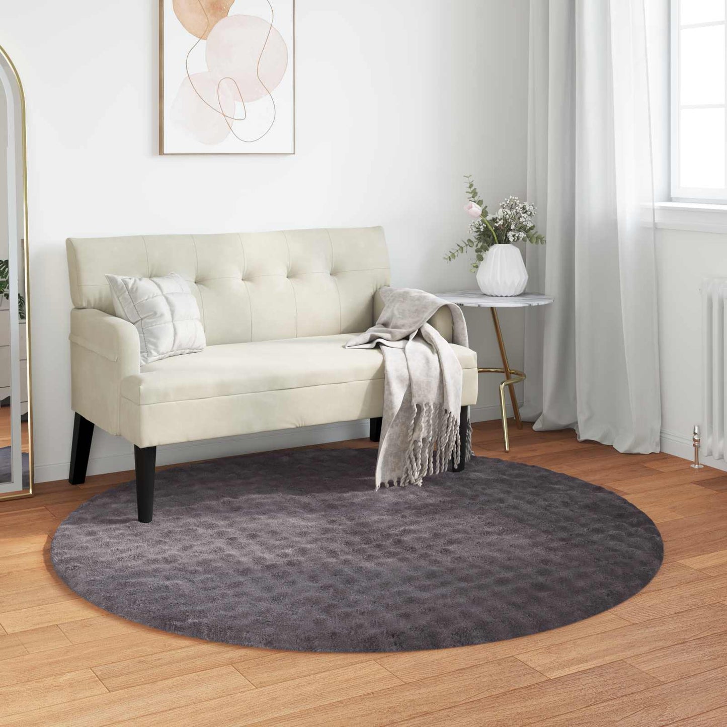 Tappeti per area Rotondo SIROLO Antracite Ã˜ 160 CM Poliestere