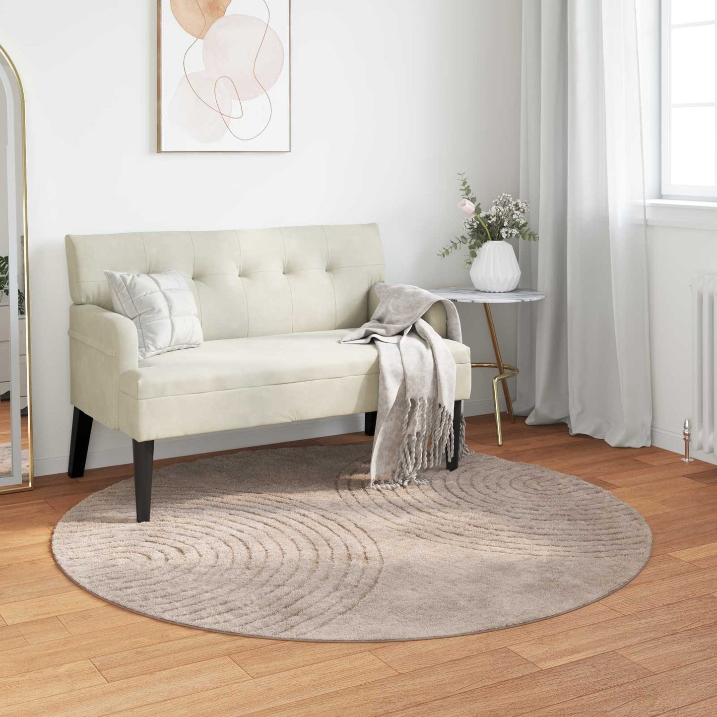 Tappeti per area Rotondo HUARTE Beige ÃƒËœ 120 CM Poliestere
