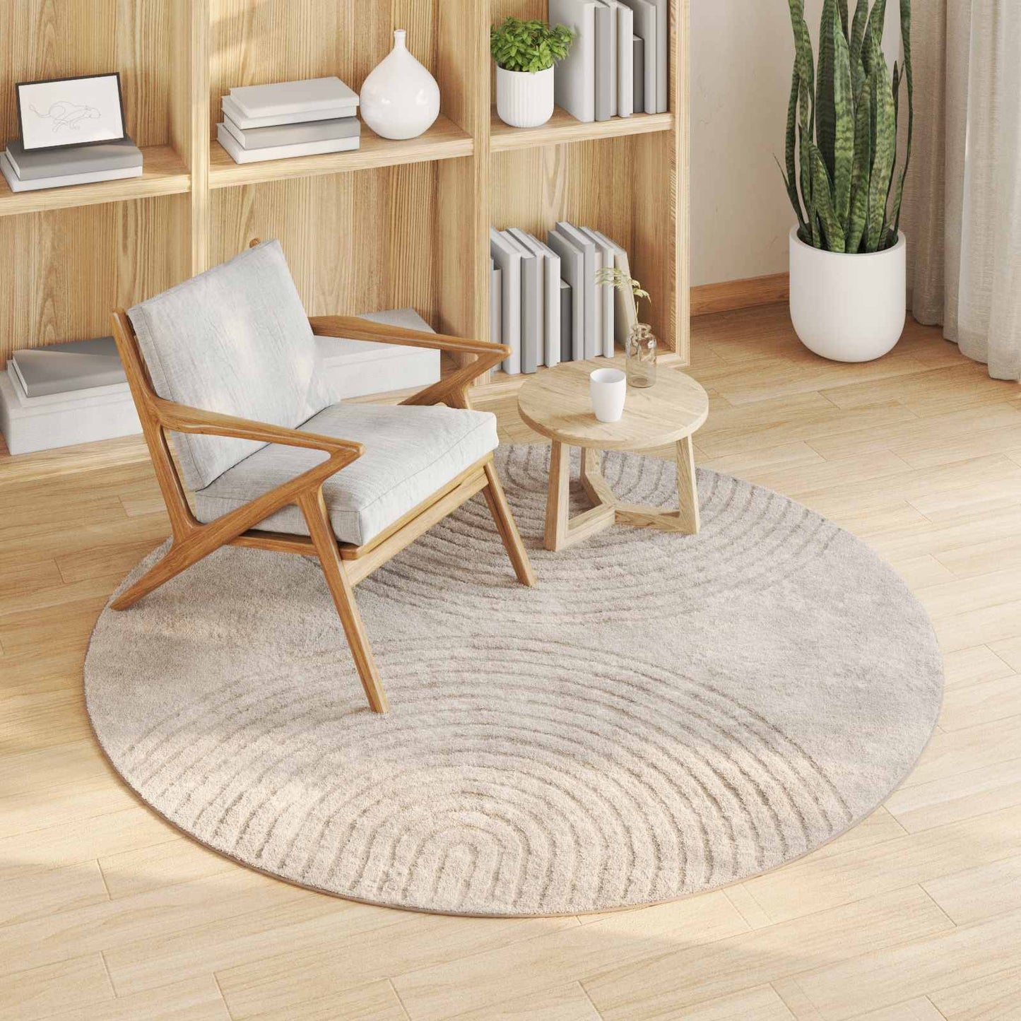 Tappeti per area Rotondo HUARTE Beige ÃƒËœ 120 CM Poliestere