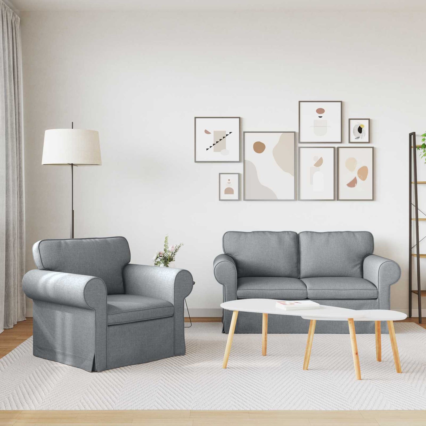 Set di divani 2 pcs Grigio chiaro 155 x 82 x 80 cm Tessuto