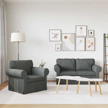 Set di divani 2 pcs Grigio scuro 155 x 82 x 80 cm Tessuto