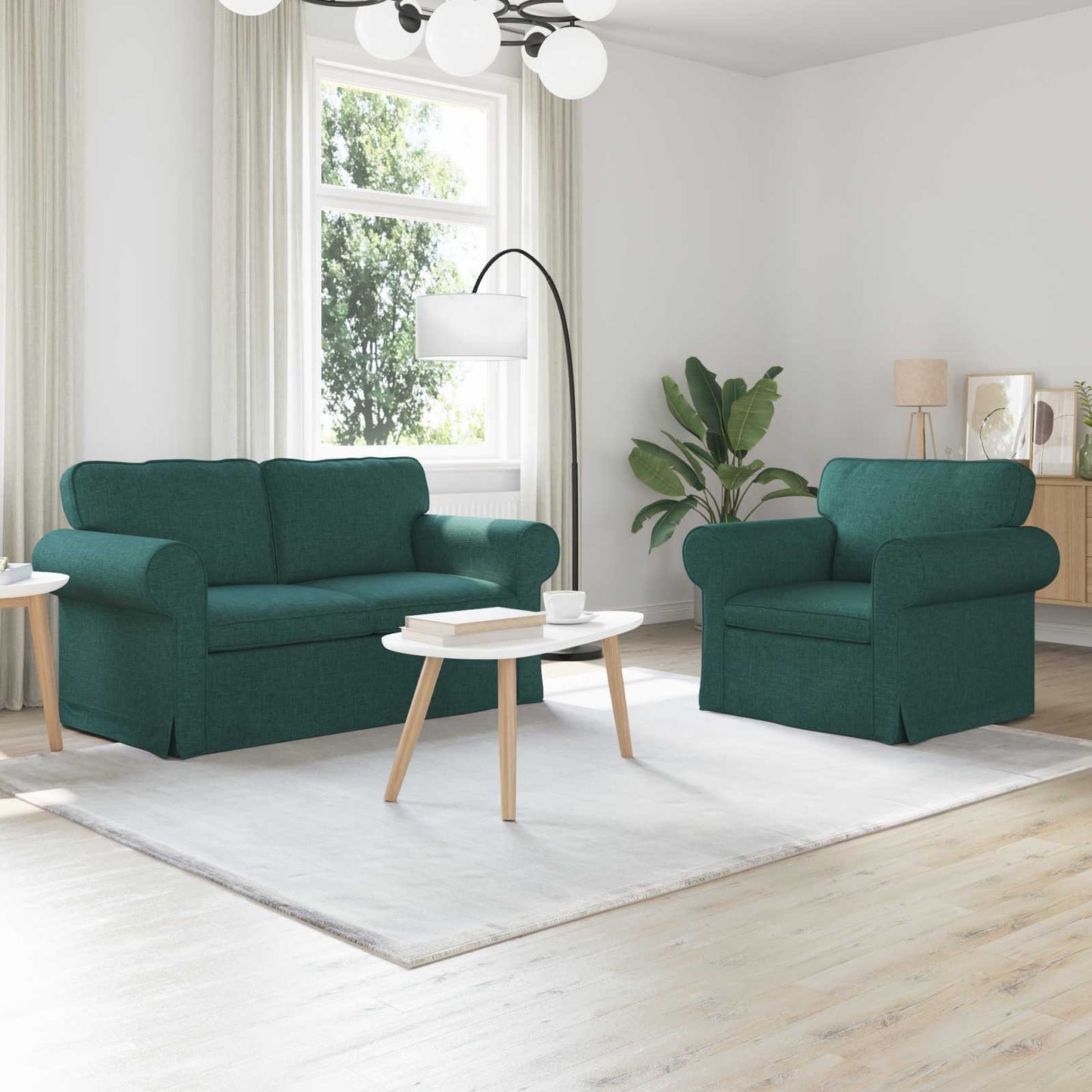 Set di divani 2 pcs Verde Scuro 155 x 82 x 80 cm Tessuto