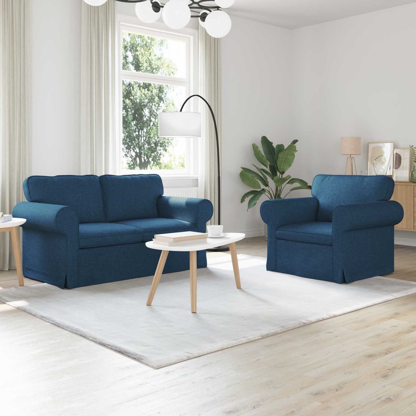 Set di divani 2 pcs Blu 155 x 82 x 80 cm Tessuto