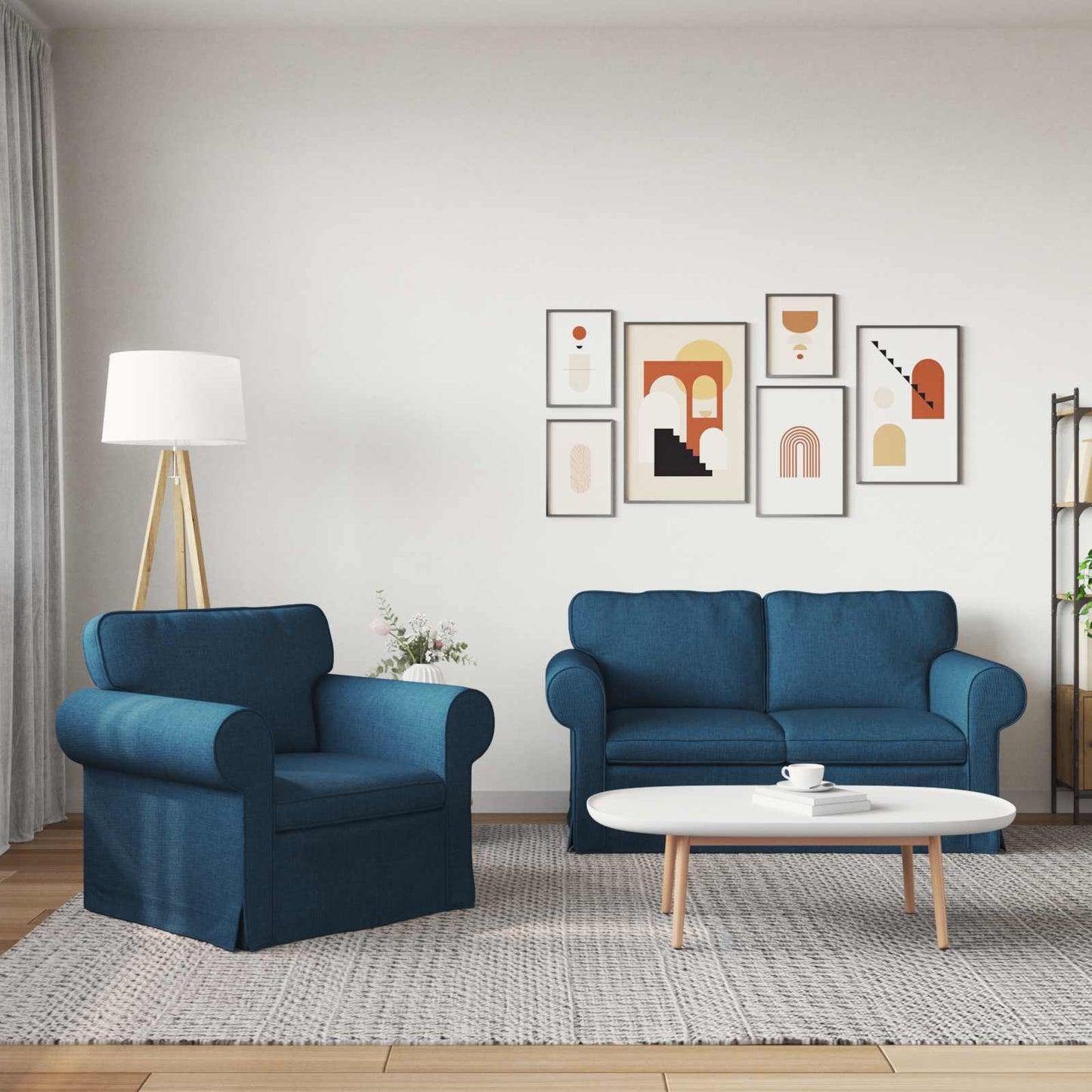 Set di divani 2 pcs Blu 155 x 82 x 80 cm Tessuto