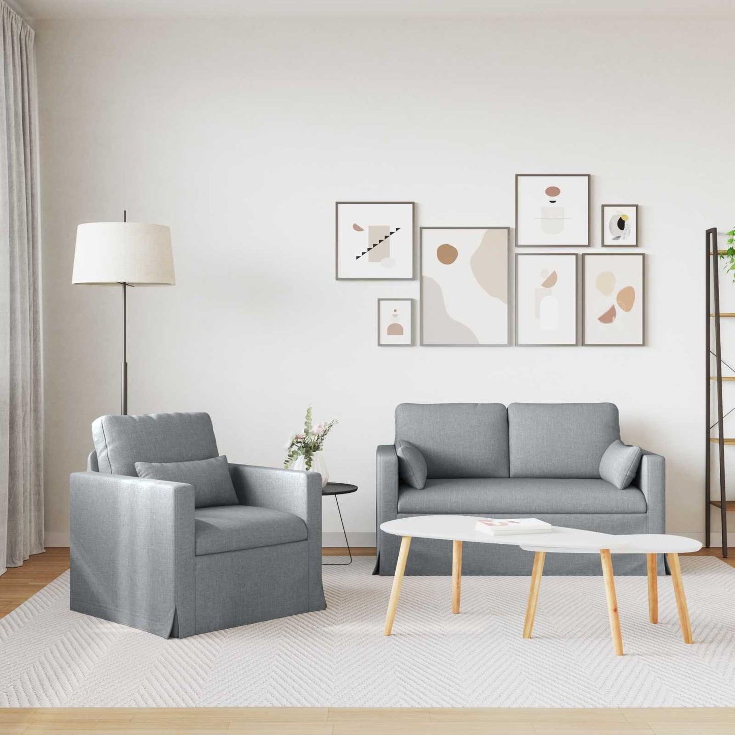 Set di divani 2 pcs Grigio chiaro 139 x 78 x 80 cm Tessuto
