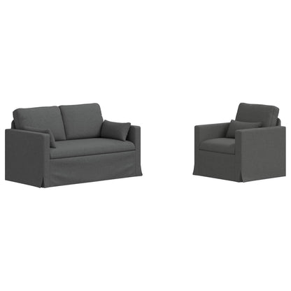 Set di divani 2 pcs Grigio scuro 139 x 78 x 80 cm Tessuto