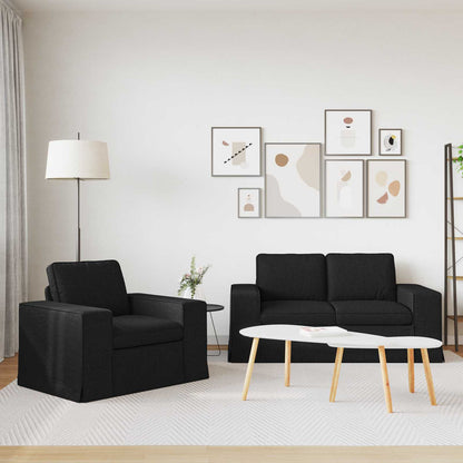 Set di divani 2 pcs Nero 182 x 80 x 82 cm Tessuto