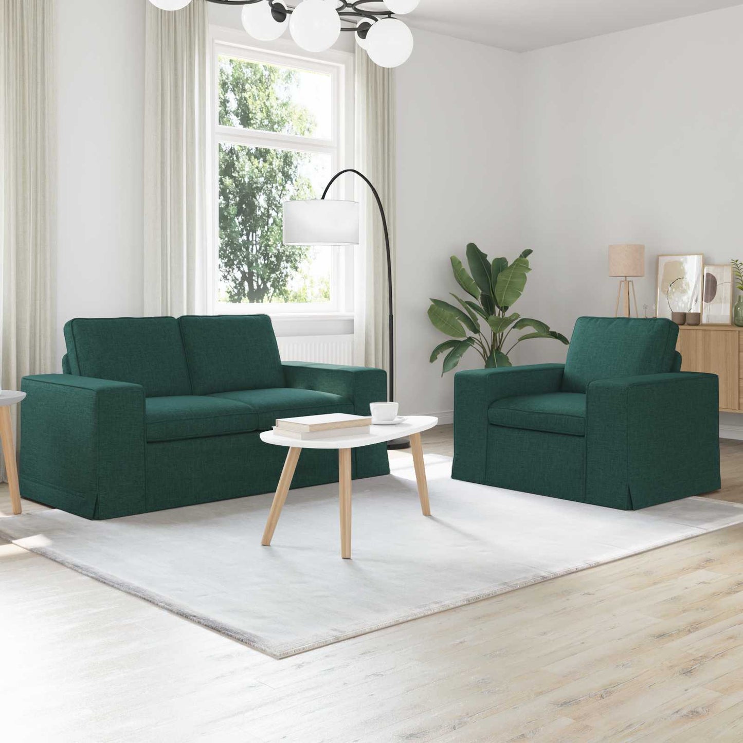 Set di divani 2 pcs Verde Scuro 182 x 80 x 82 cm Tessuto
