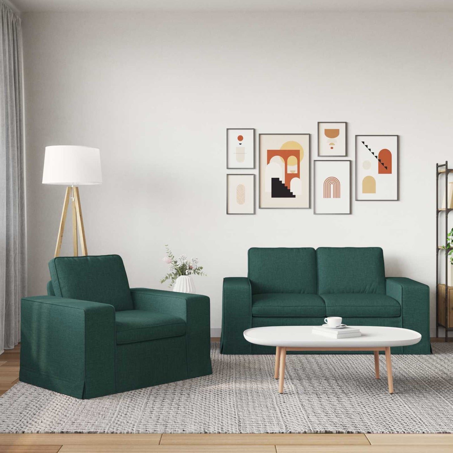 Set di divani 2 pcs Verde Scuro 182 x 80 x 82 cm Tessuto