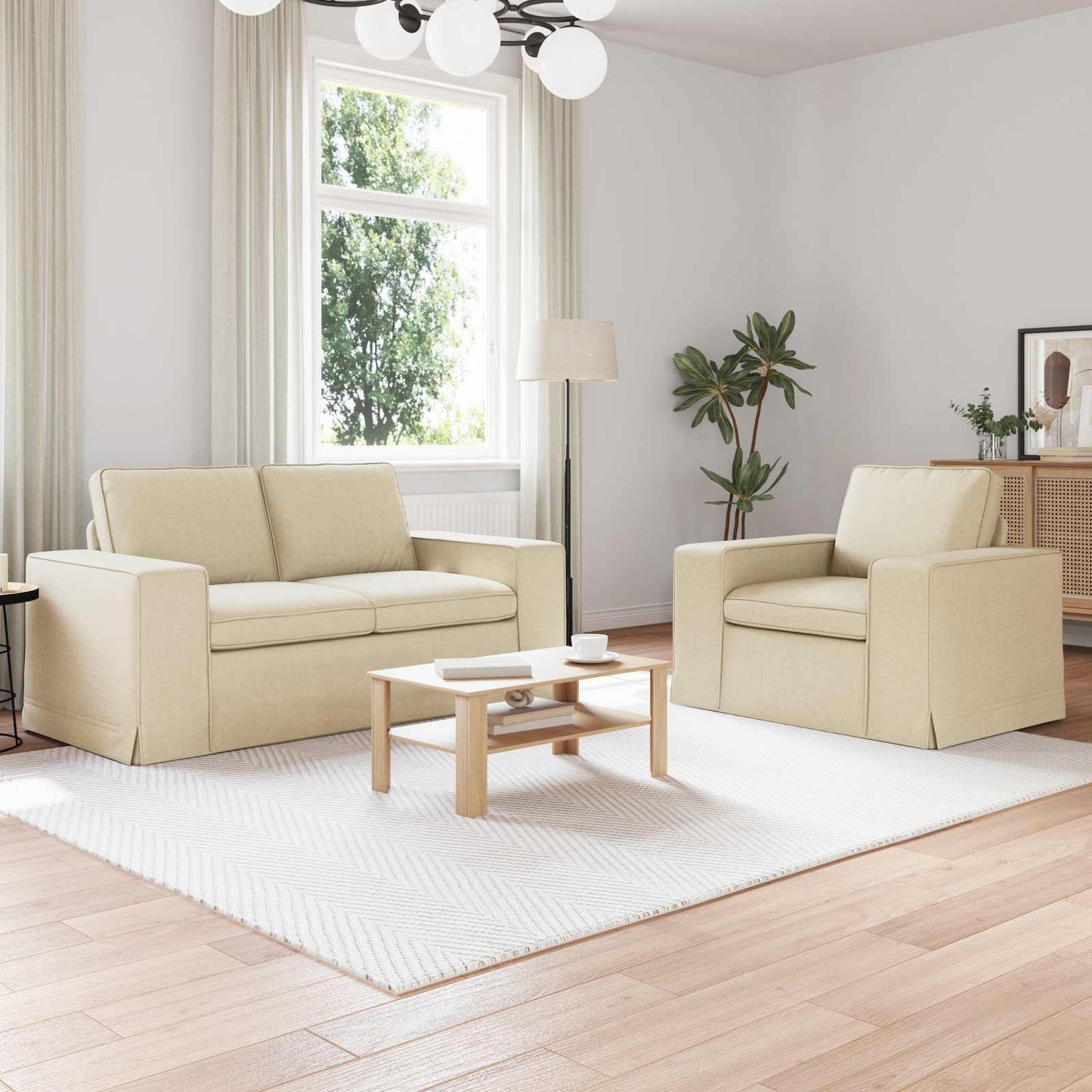 Set di divani 2 pcs Crema 182 x 80 x 82 cm Tessuto