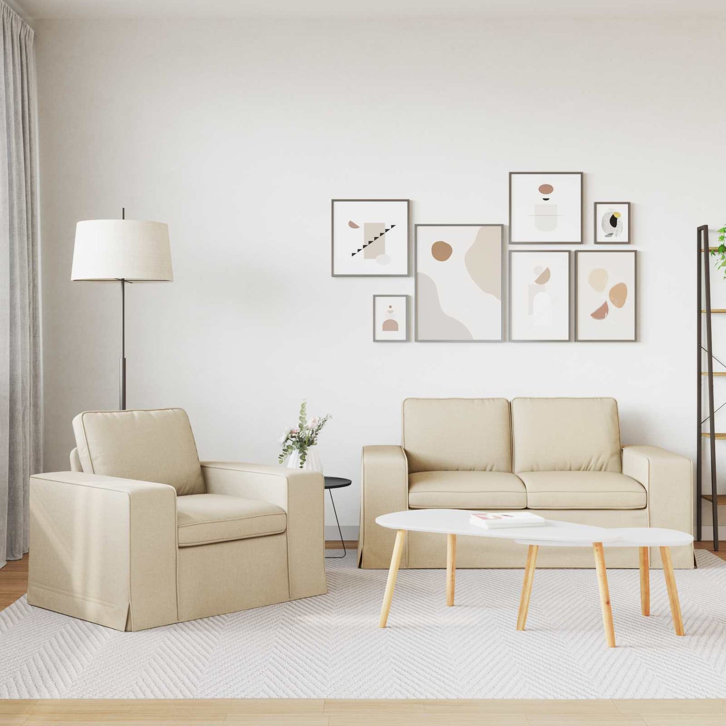 Set di divani 2 pcs Crema 182 x 80 x 82 cm Tessuto
