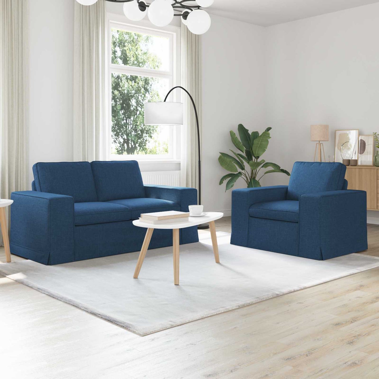 Set di divani 2 pcs Blu 182 x 80 x 82 cm Tessuto