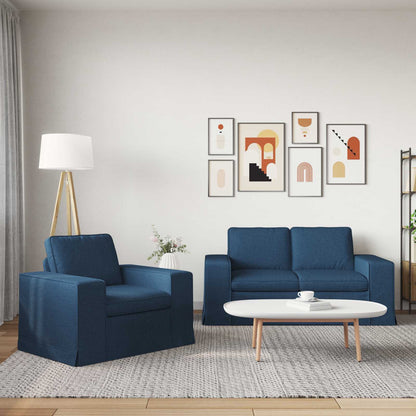 Set di divani 2 pcs Blu 182 x 80 x 82 cm Tessuto