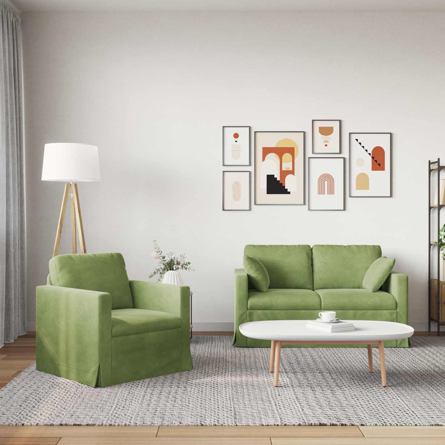 Set di divani 2 pcs Verde chiaro 138 x 78 x 80 cm Velluto