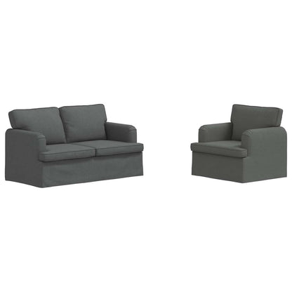 Set di divani 2 pcs Grigio scuro 144 x 80 x 85 cm Tessuto